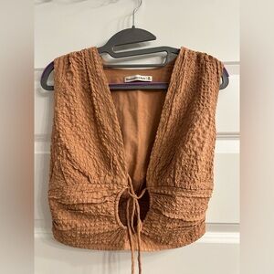 Abercrombie & Fitch Crinkled Tan Blouse